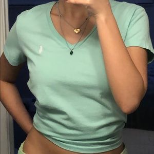 Mint Green Polo V Neck Tee
